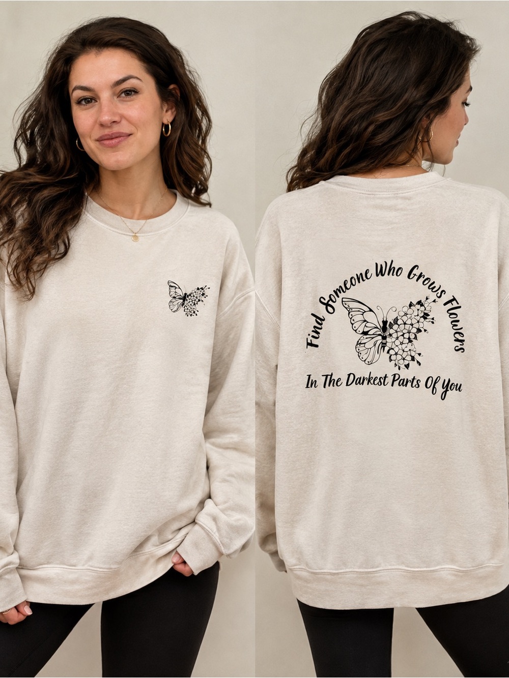Gildan Cream Crewneck Sweater with Ribbed Cuffs